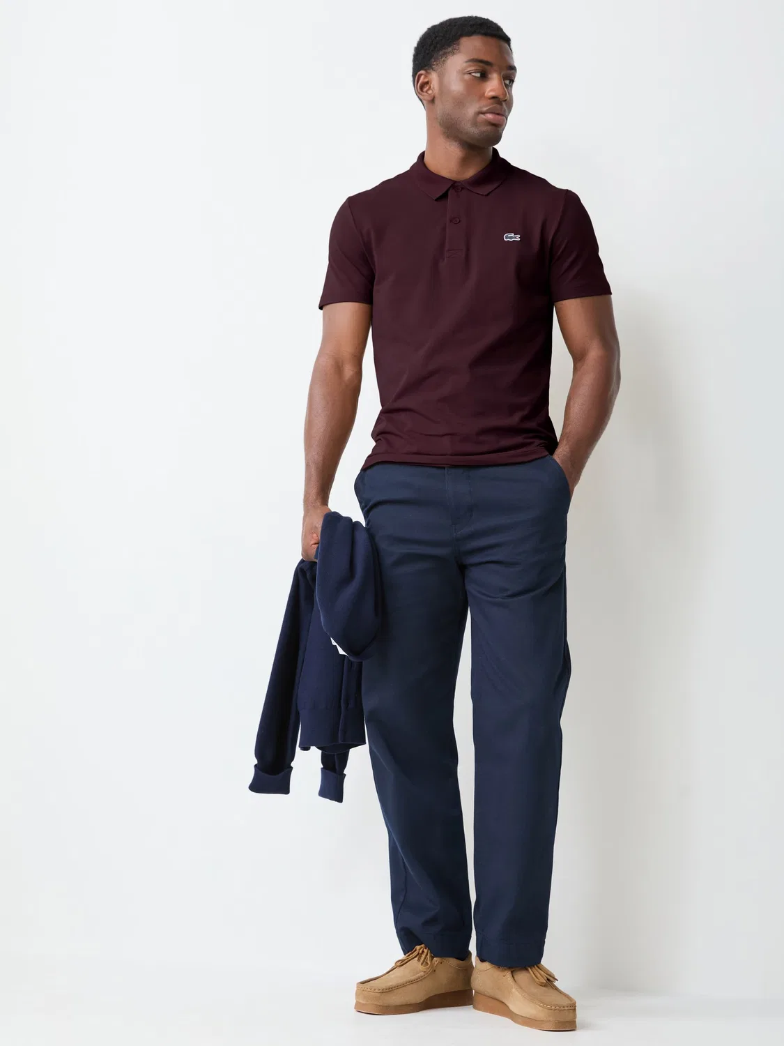 Lacoste Коричневая рубашка-поло обычного кроя с короткими рукавами — фото 2
