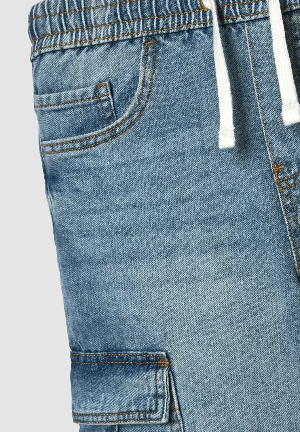 Джинсы карго широкие с кулиской - брюки карго Terranova, Var Blu Denim Chiaro — фото 3
