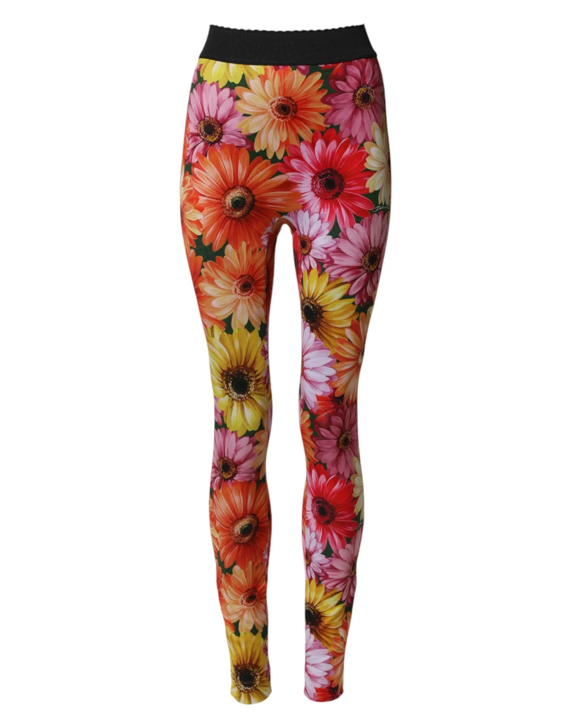 Женские леггинсы с цветочным принтом High Waist Stretch Tights Leggings Pants Dolce & Gabbana, Multicolor