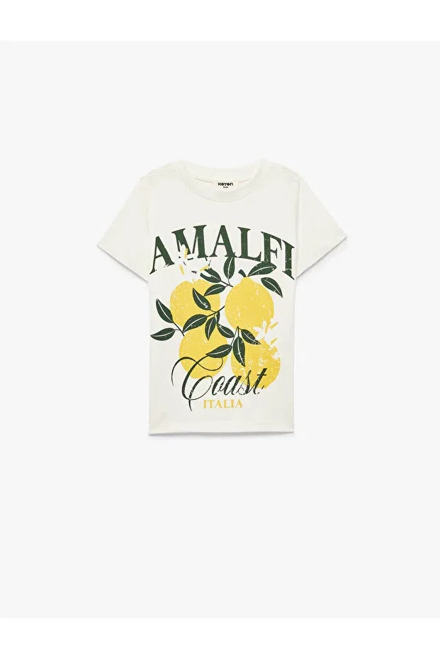 Детская футболка для мальчиков с принтом Lemon Printed Ecru Koton, Ecru — фото 3
