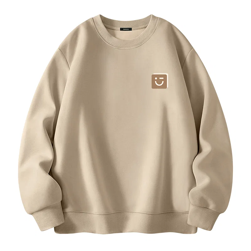 Детское свитшот с принтом Warm Brown Smile Chest Logo MINISO, Dark Gray — фото 3