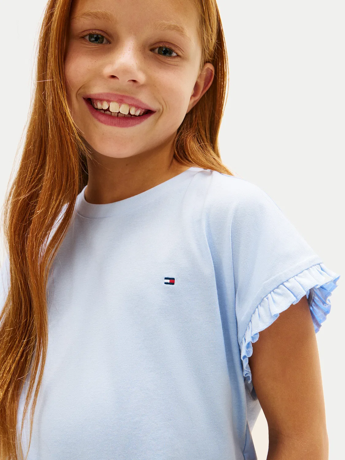 Футболка свободного кроя для девочки Essential Tommy Hilfiger, голубой — фото 4