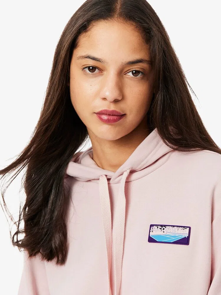 Худи женский LACOSTE ADY с патчем 'Теннисный корт', темно-синий — фото 2