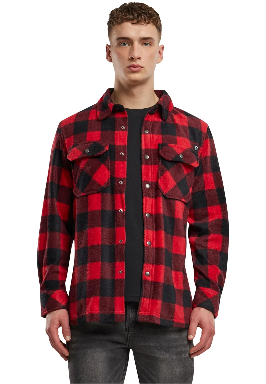 Мужская фланелевая рубашка с длинным рукавом Brandit, Red/Black — фото 2