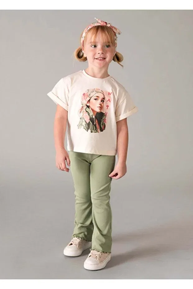 Детская футболка для девочек с принтом Summer Girl's Bandana Tshirt Mayoral, Beige — фото 3
