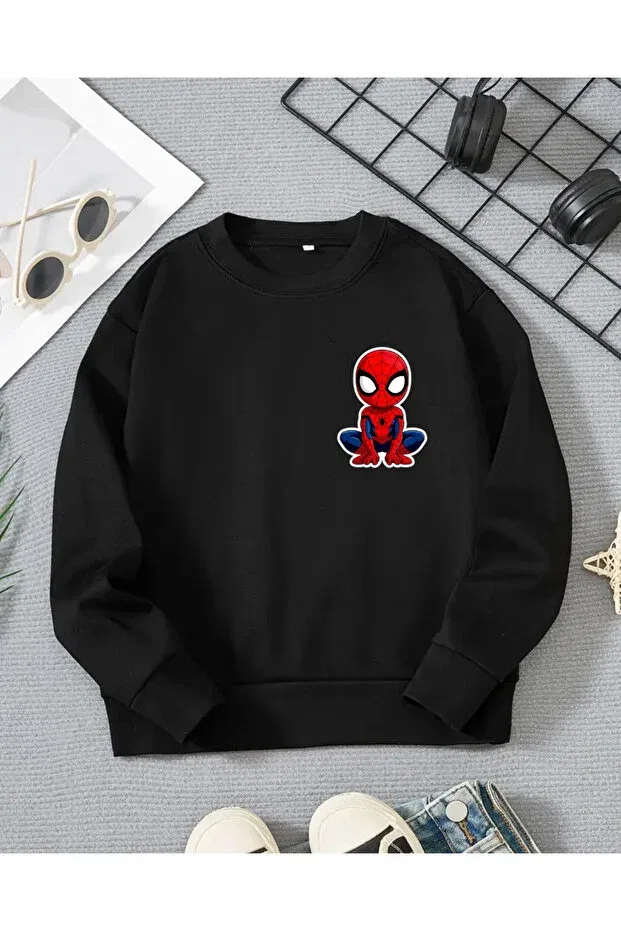 Детская футболка с длинным рукавом с принтом Spider Man Haha, Black