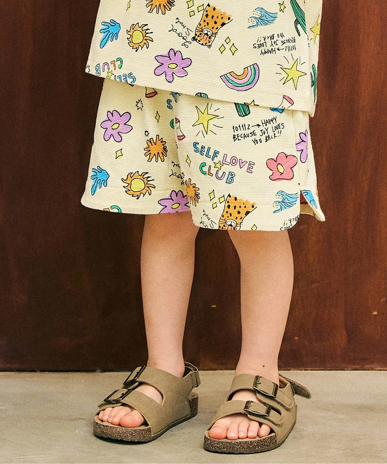 Детские шорты с принтом модель Assorted Total Pattern Color Stitch Short Pants, apres les cours, Cream