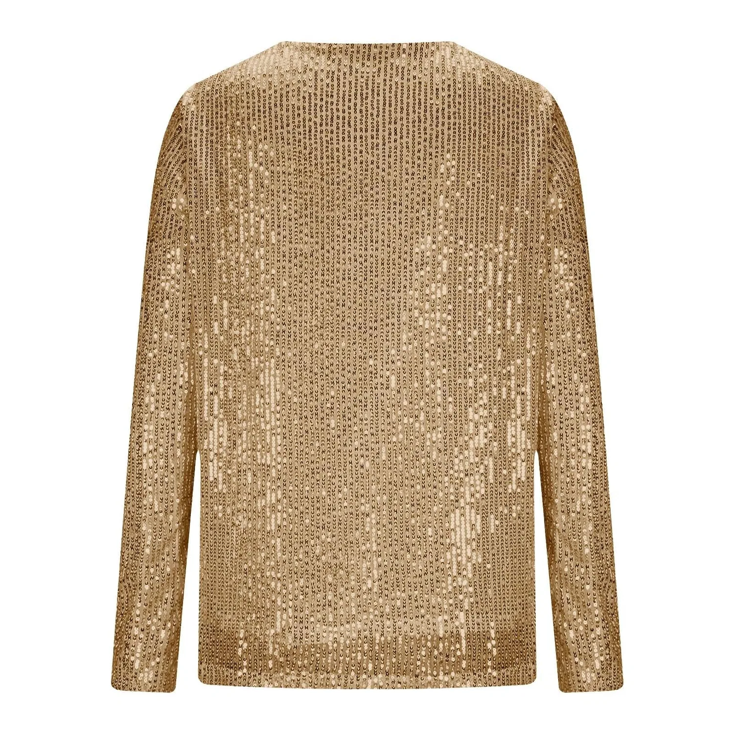 Женская блестящая блузка с длинным рукавом Sequin Tops, 1b-gold — фото 4