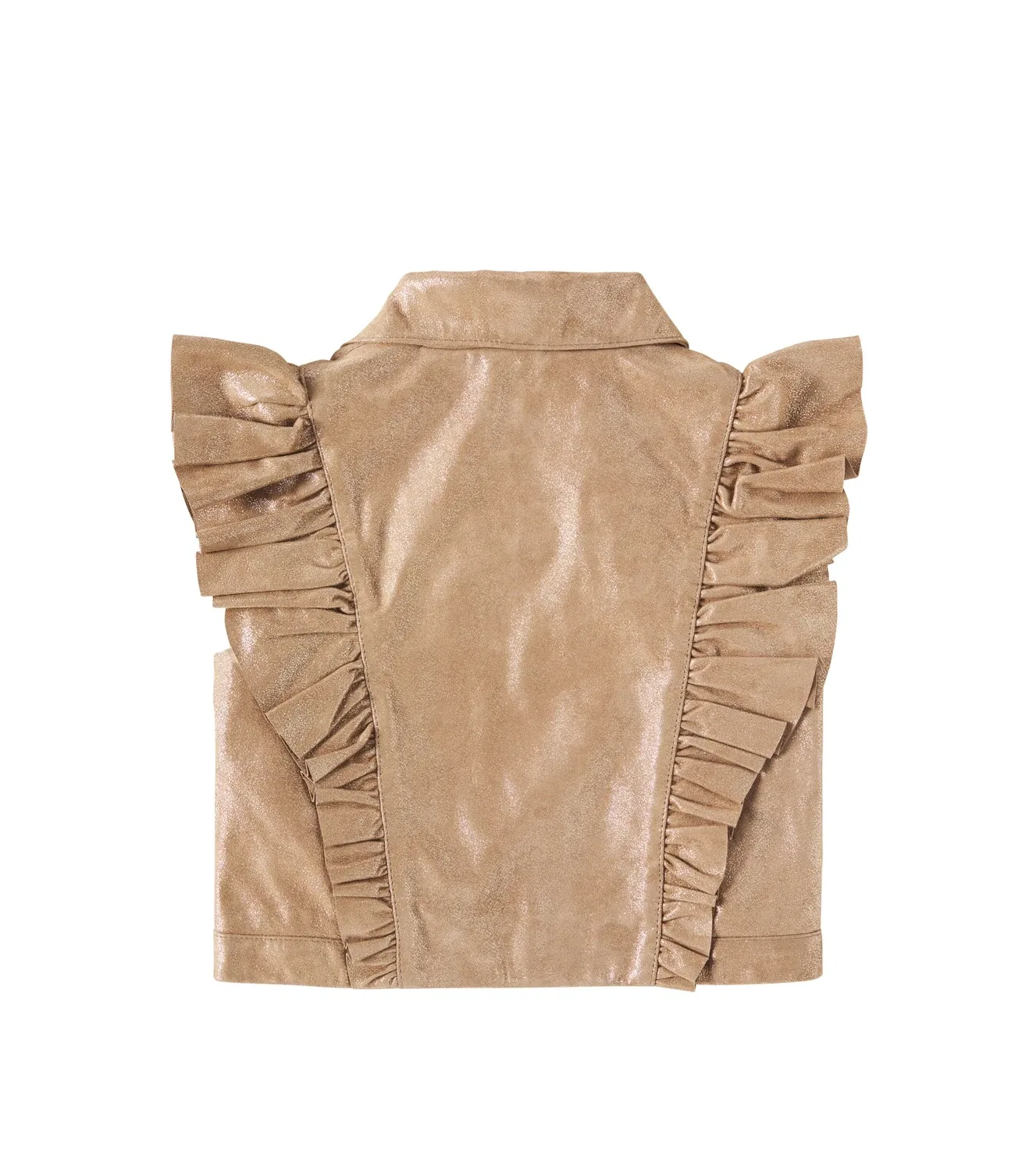 Жилет из металлизированной кожи с рюшами Piep Donsje, Rose Brown Metallic — фото 3
