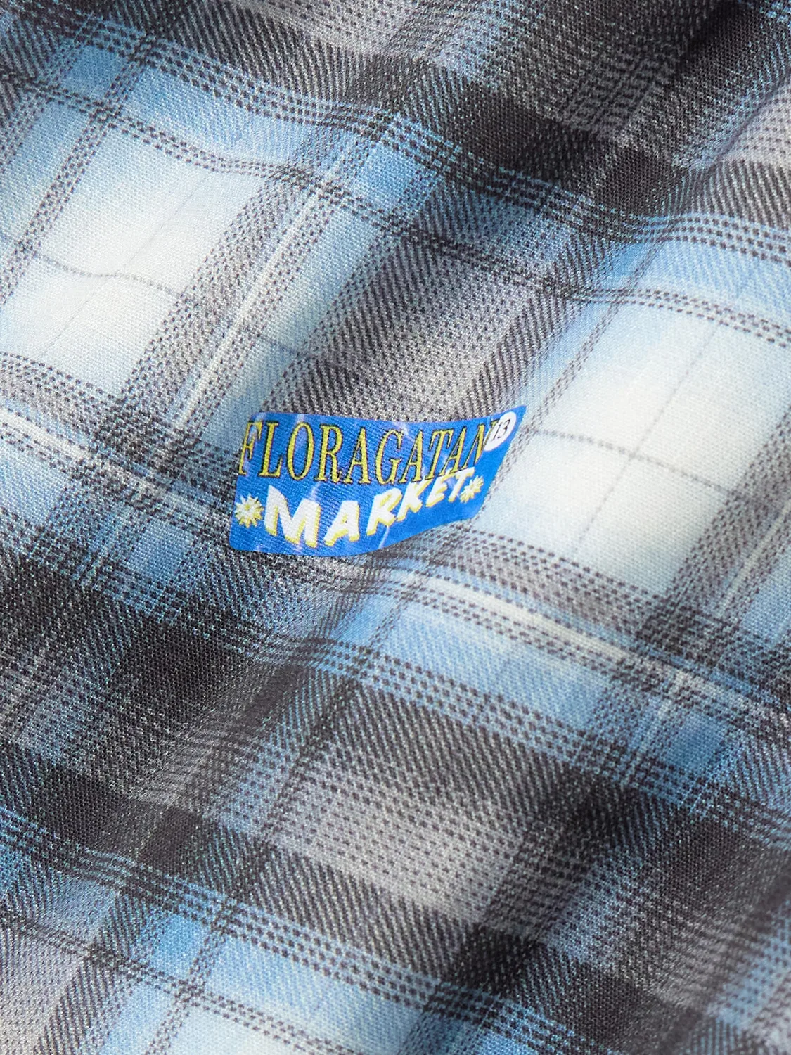 Мини-платье из льняной смеси в клетку со сборками Acne Studios, синий — фото 4