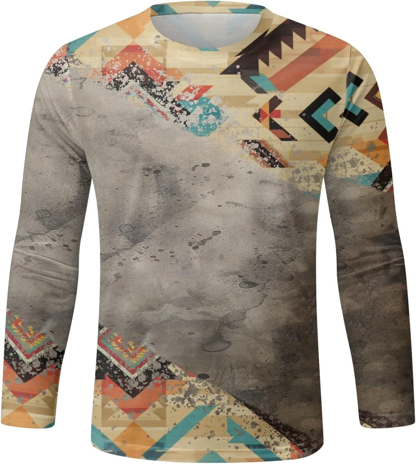Мужская футболка с принтом Western Aztec Long Sleeve, Orange — фото 2