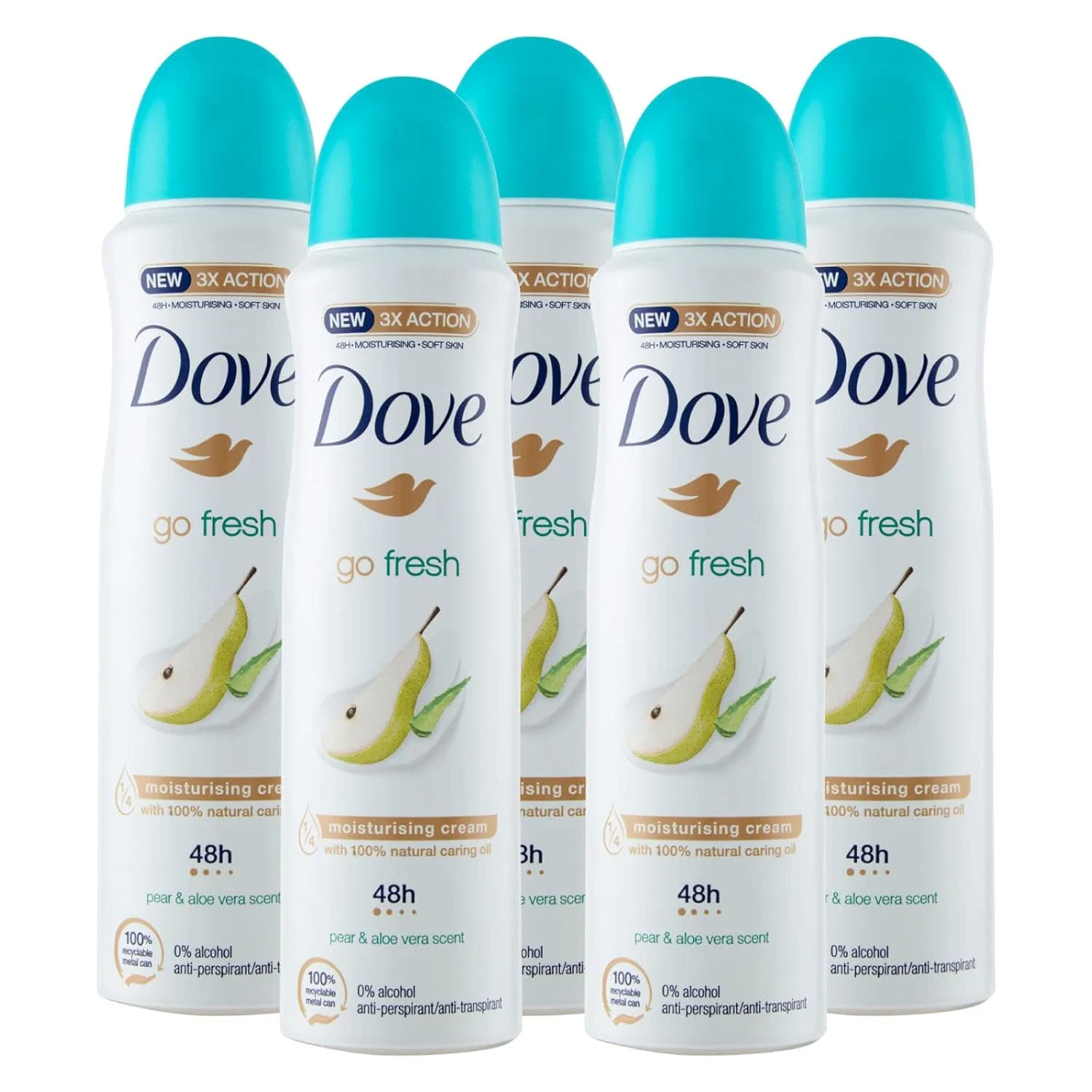 Дезодорант-антиперспирант Dove Go Fresh, 5 шт по 150 мл, Груша и Алоэ Вера