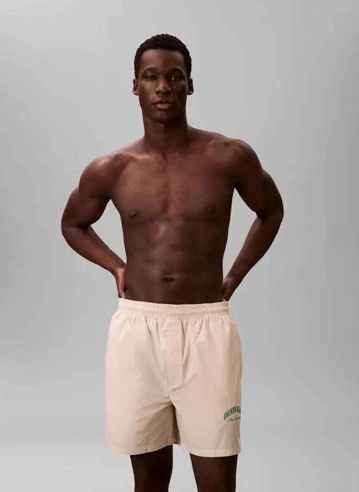 Шорты пижамные с вышитым логотипом Calvin Klein, полосатый