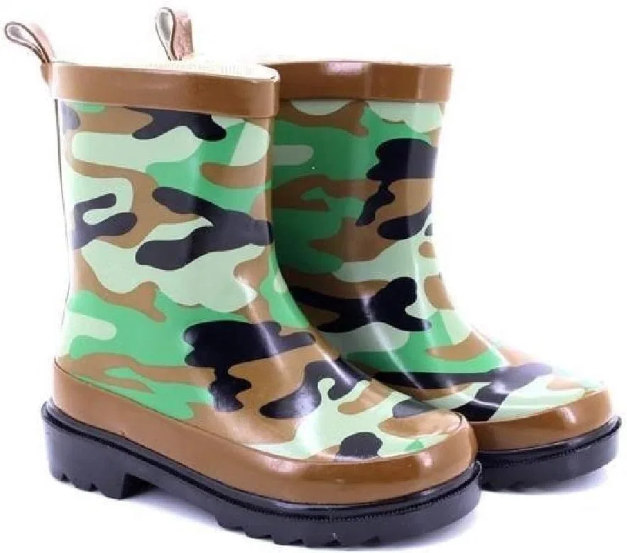 Детские сапоги дождевые с камуфляжным принтом StormWells, Green/Brown/Black — фото 4