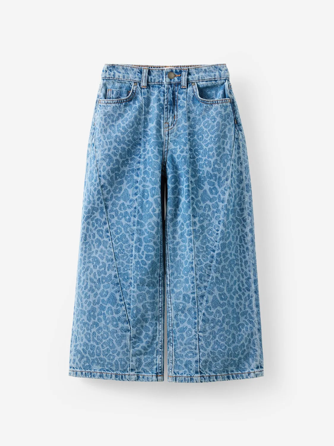 Джинсы широкие, принт леопардовый, Super Wide Leg Cotton On, синий