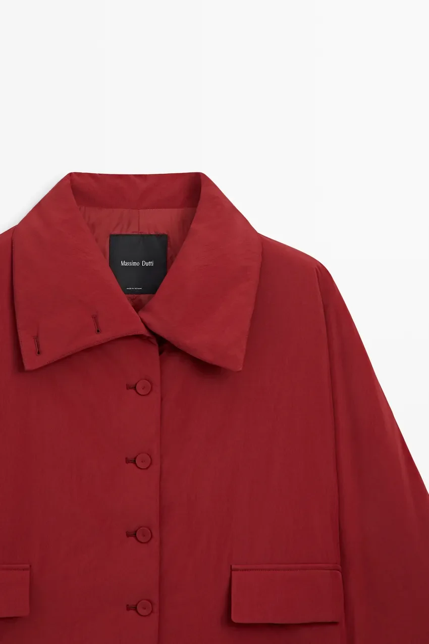 Пальто Massimo Dutti Lightweight Quilted Short, красный — фото 2