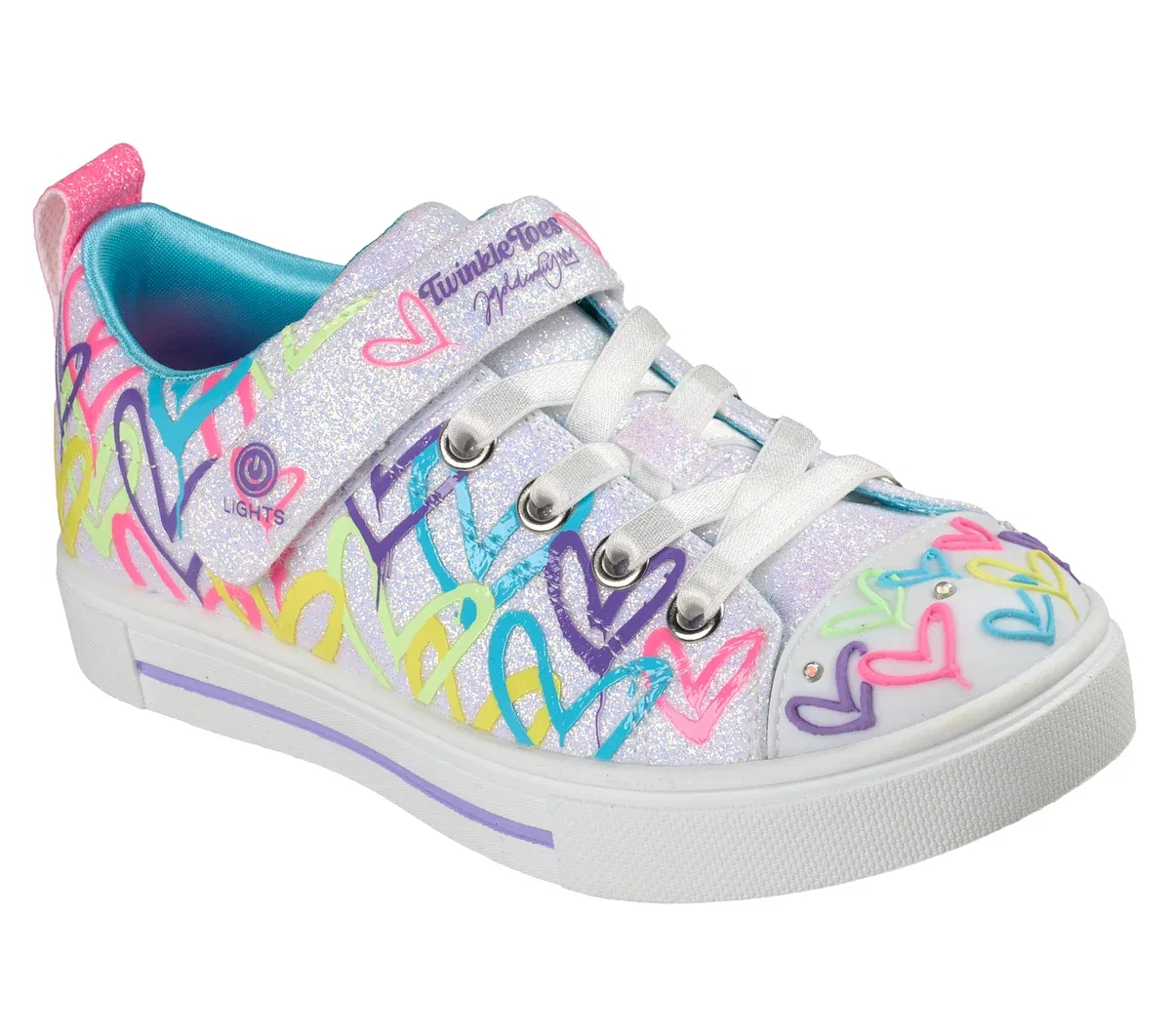 Детские кроссовки Twinkle Toes JGoldcrown Twinkle Sparks - Love Medley Skechers, белый/мультиколор — фото 3