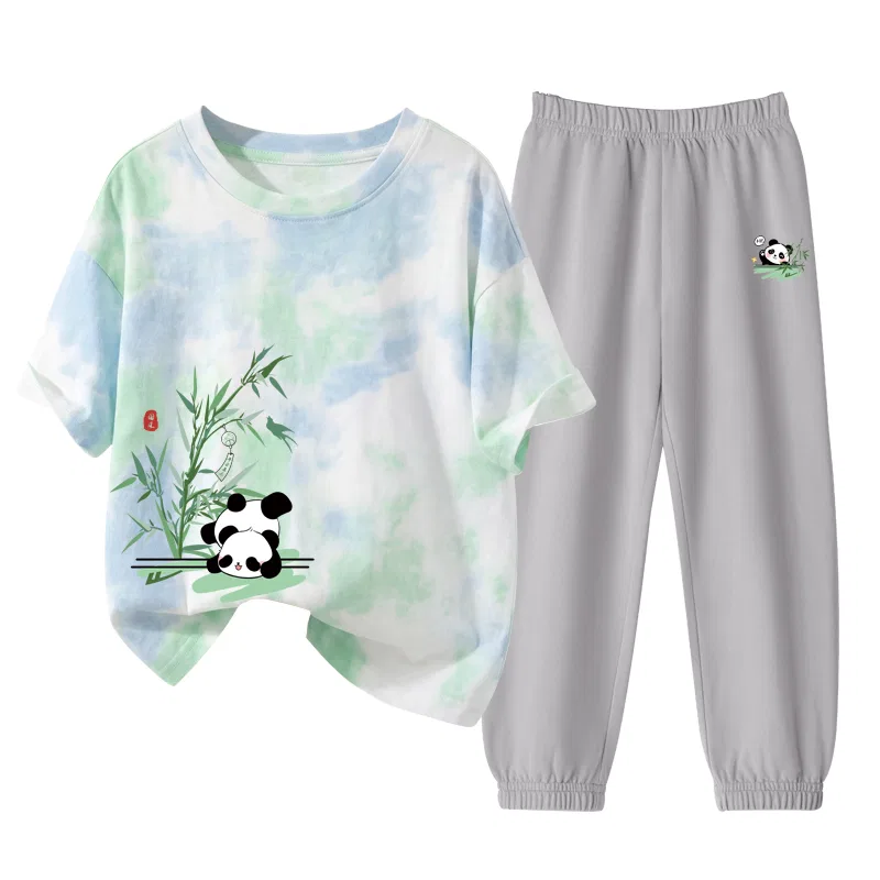 Детский спортивный комплект из двух предметов с принтом панды, H Green Bamboo Panda Right Lower-Gray/H Lying Panda K, WARRIOR