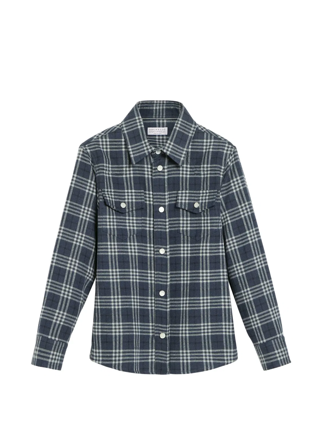 Рубашка в клетку тартан Brunello Cucinelli Kids, синий