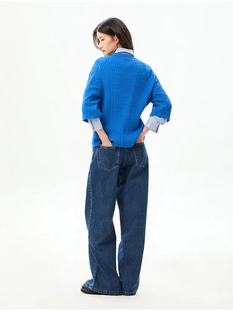 Свитер с кабельным узором, круглый вырез TOMMY HILFIGER, Royal Blue — фото 3