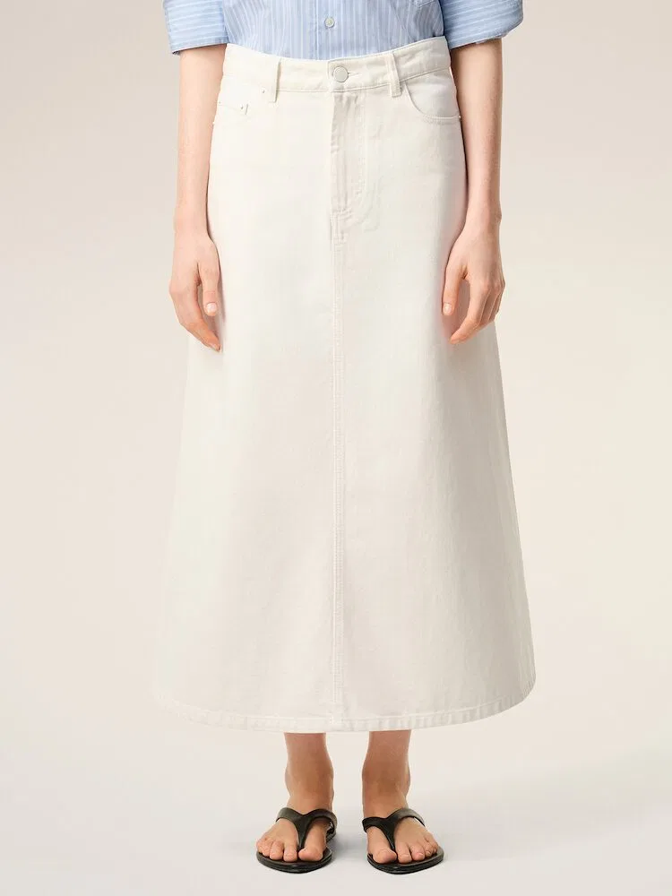 Юбка длинная хлопковая Long Skirt AMI PARIS, White — фото 2