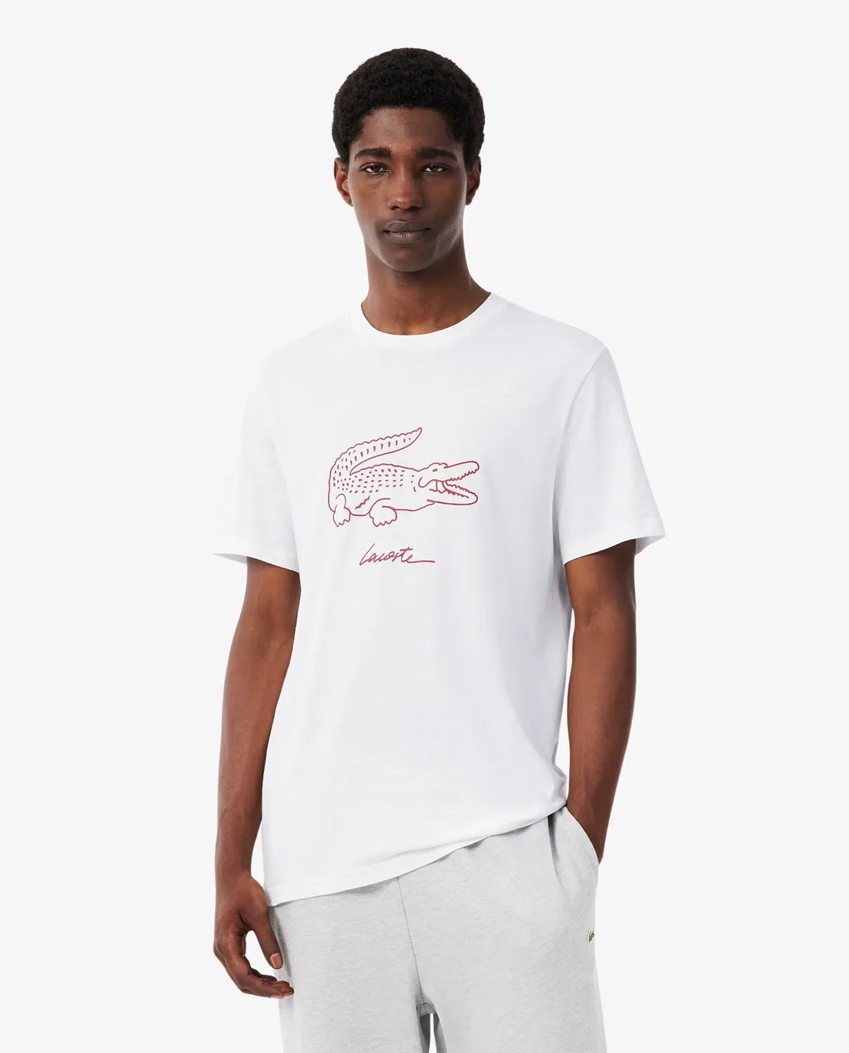 Мужская футболка с принтом из хлопка Lacoste, Blanco
