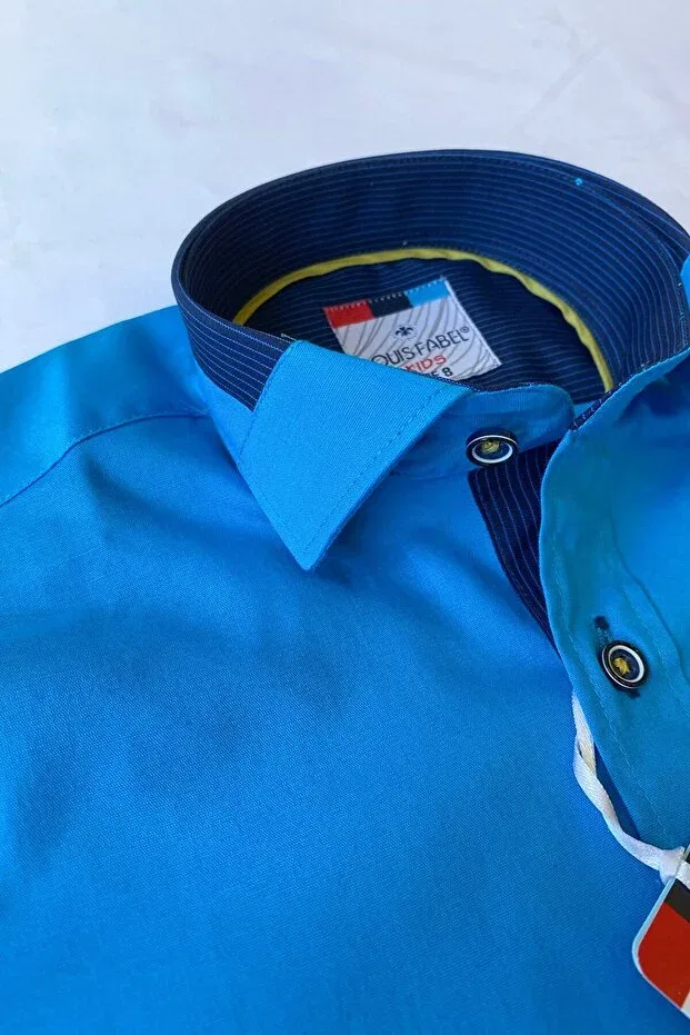 Детская рубашка для мальчиков с длинным рукавом Louis Kids, Turquoise — фото 4