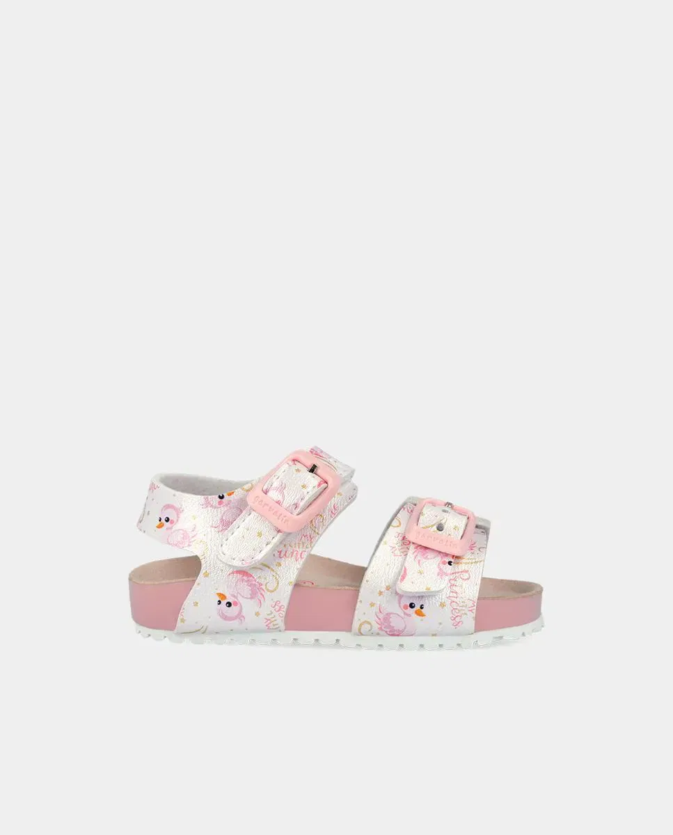 Детские сандалии для девочек с закрытым мыском Garvalín, Blanco / Rosa