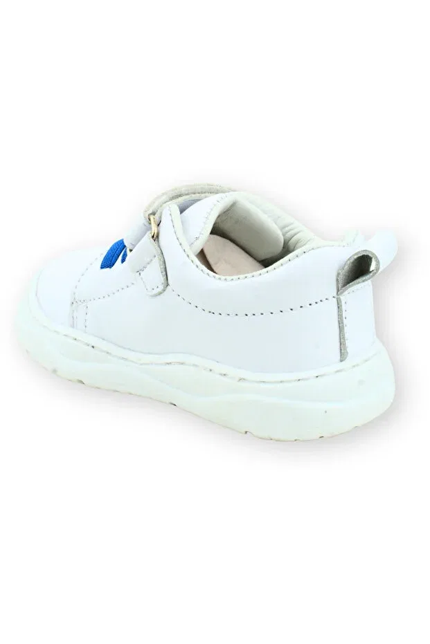 Детские туфли для девочек кожаные Nubebe, White-Blue — фото 3