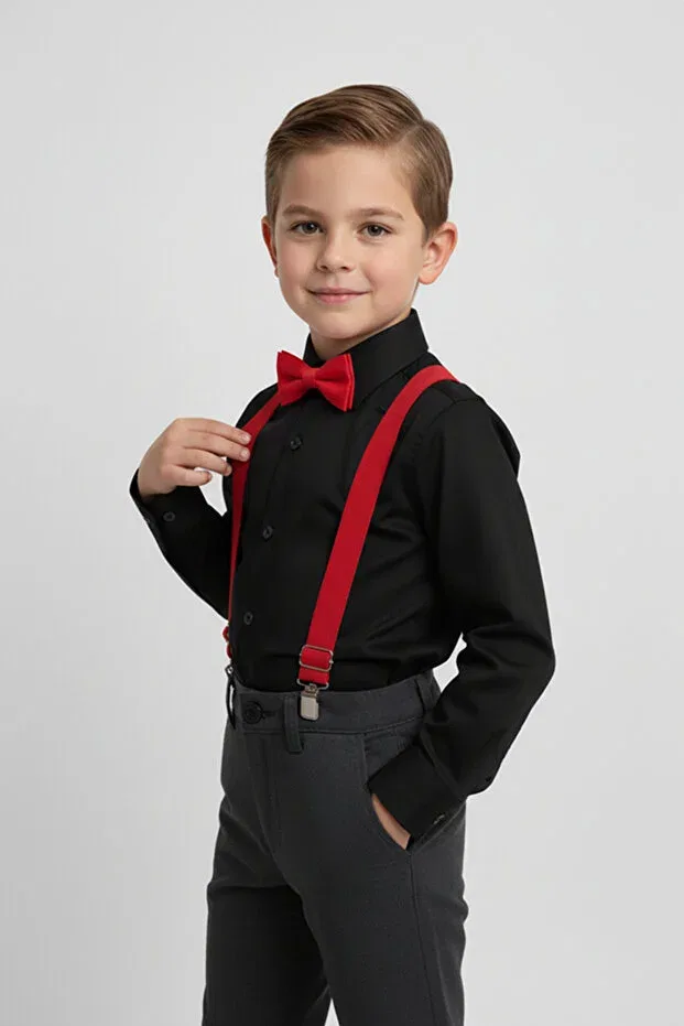 Детский комплект рубашки и галстука-бабочки с длинным рукавом Merdia Kids, Red