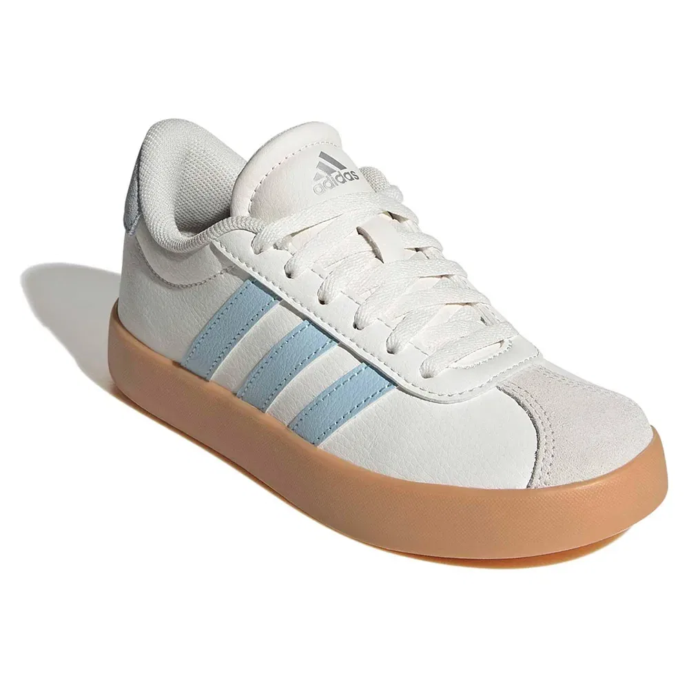 Детские кроссовки для девочек из замши VL Court 3.0 Adidas, White — фото 2
