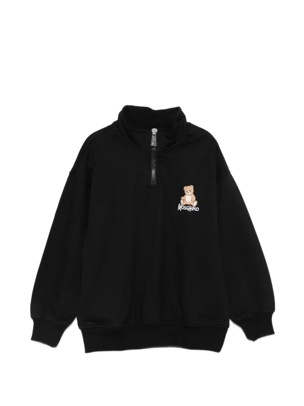Толстовка Moschino Kids Teddy Bear на молнии до четверти длины, черный