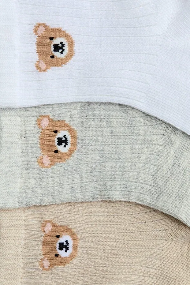 Детские носки с принтом 3 шт H&M, Beige Teddy Bear — фото 3