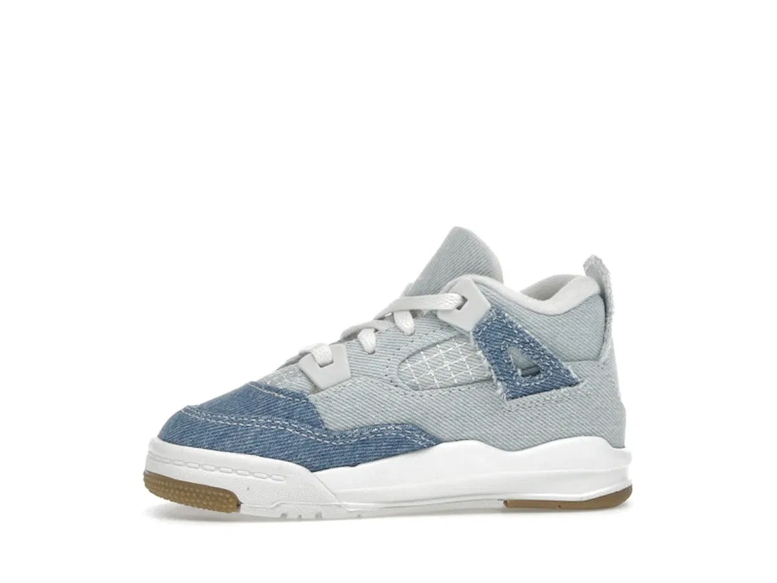 Детские кроссовки Lifestyle с джинсовым верхом Jordan 4 Retro TEX Jordan, Sail Gum Light Brown Worn Blue Sail Metallic Gold — фото 3