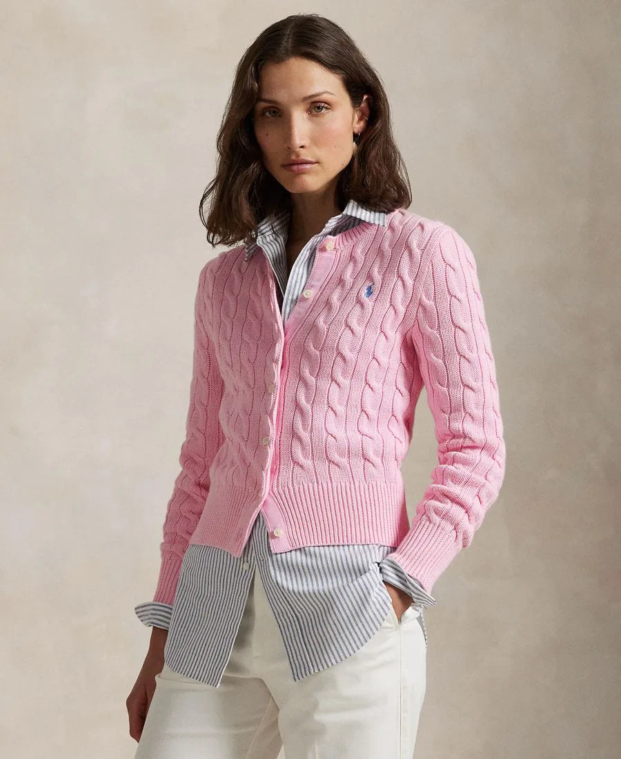 Кардиган женский с воротником-гольф из хлопка Polo Ralph Lauren, Carmel Pink