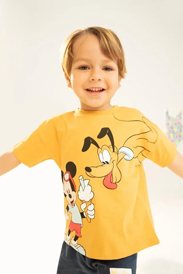 Детская футболка для мальчиков с принтом Disney Mickey & Minnie Defacto, Yellow-Yl386