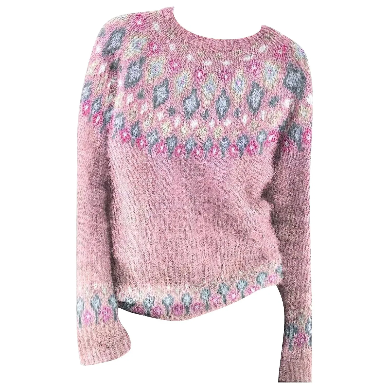 Женский свитер с принтом Fair Isle HUIFUAO, A01 Pink — фото 3