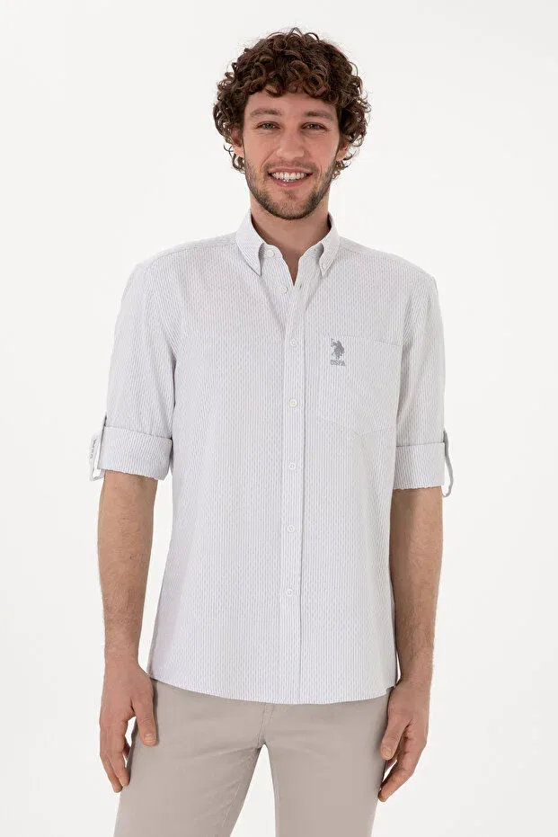 Мужская рубашка с длинным рукавом U.S. Polo Assn., Gray Melange