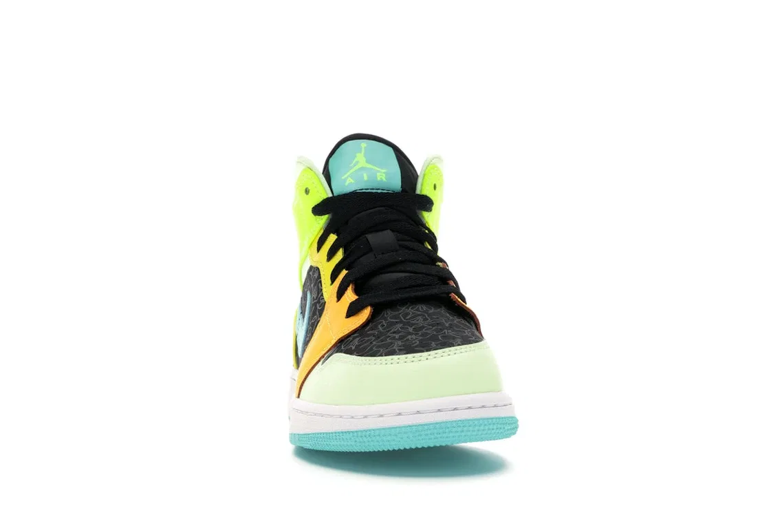 Детские кроссовки Lifestyle с принтом Jordan 1 Mid SE Aurora Green, Black/Aurora Green — фото 2