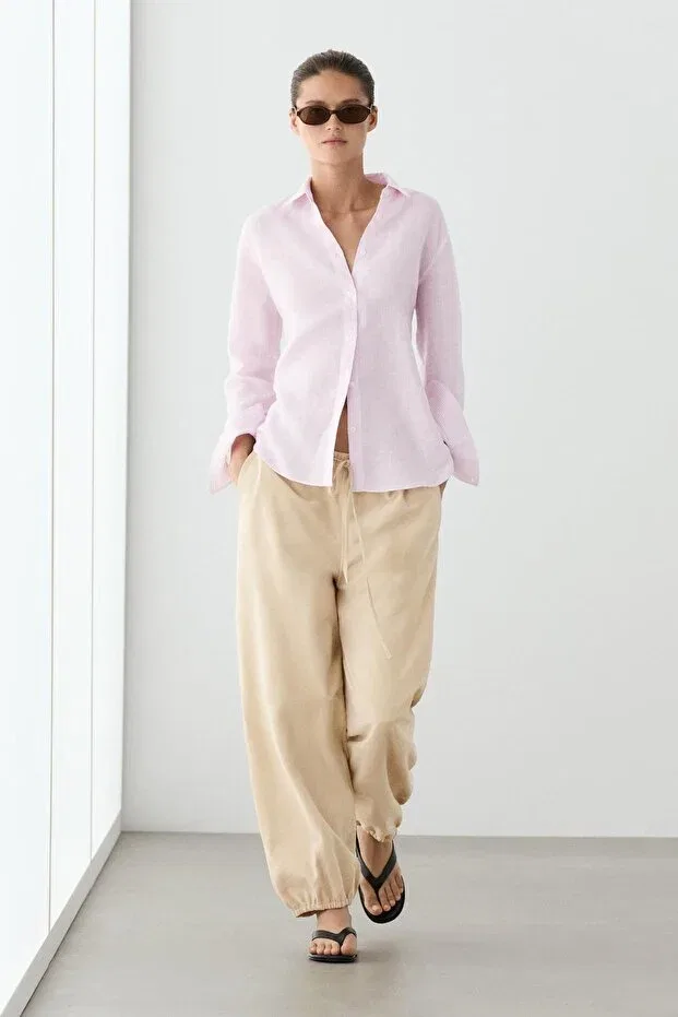 Женская рубашка с длинным рукавом с принтом Massimo Dutti, Pink