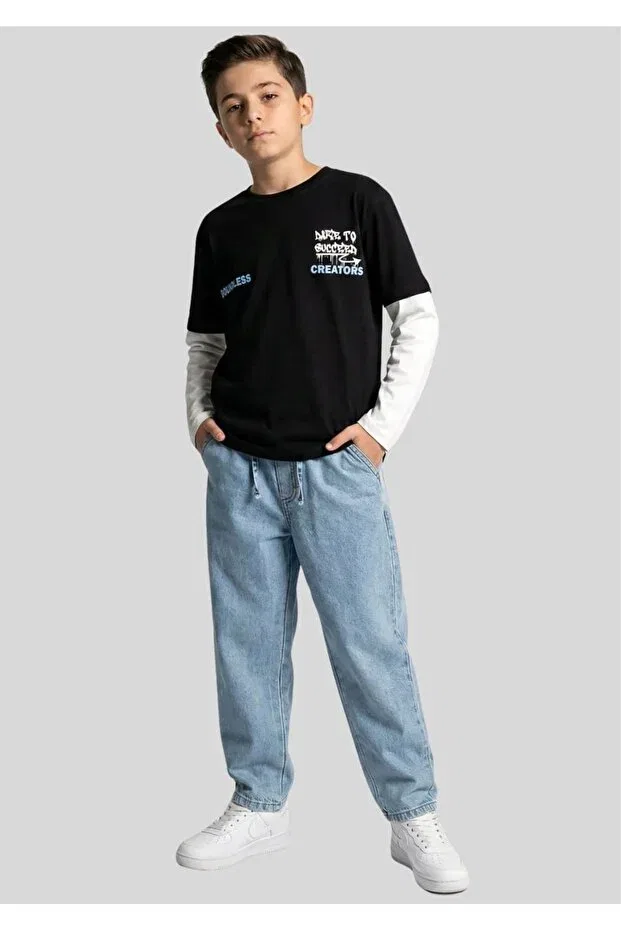 Детские джинсы для мальчиков с эластичным поясом Ww Waka Waka Kids Store, Light Blue — фото 3