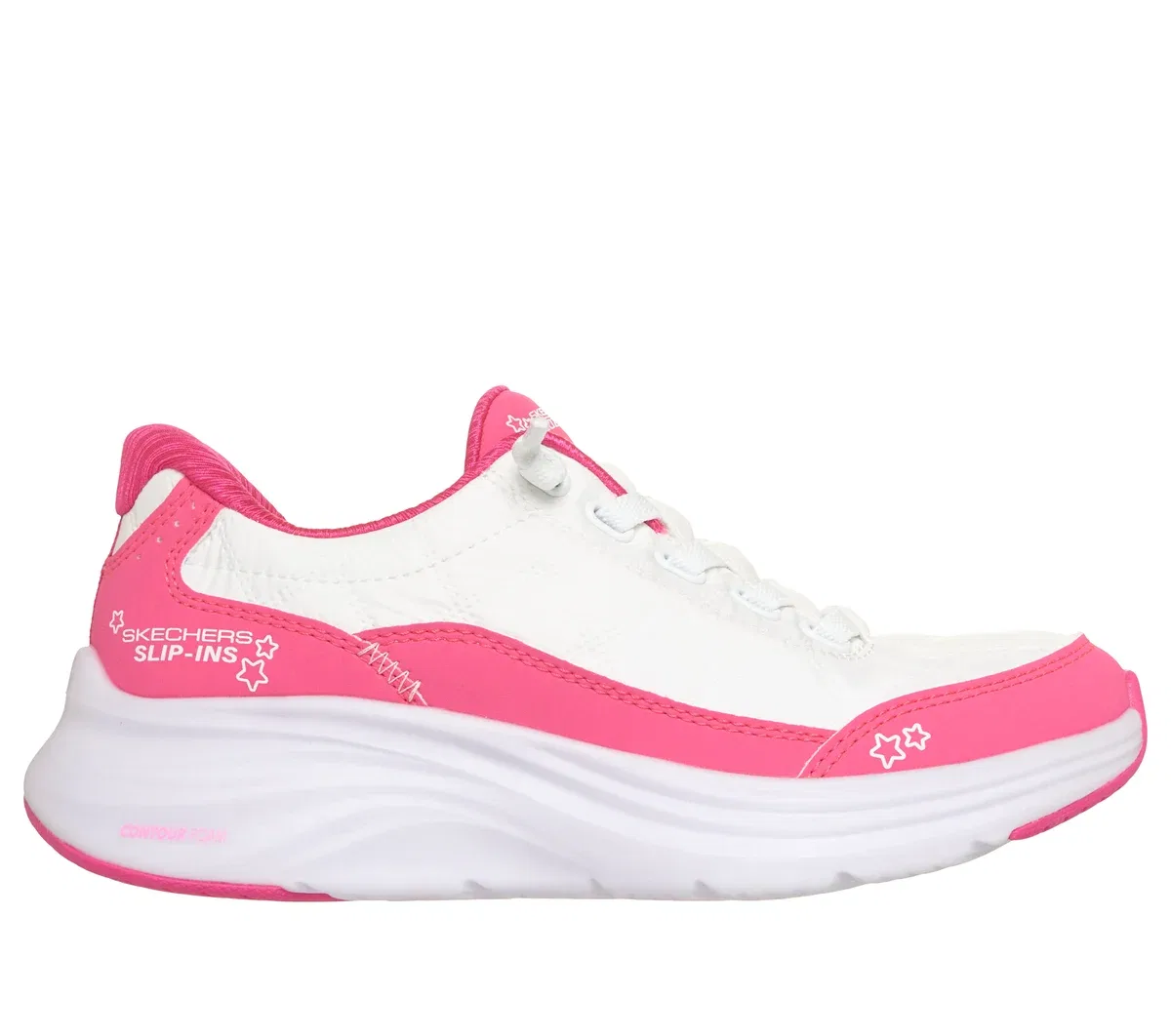 Детские слипоны Contour Foam - Cozy Fit Skechers, белый/ярко-розовый