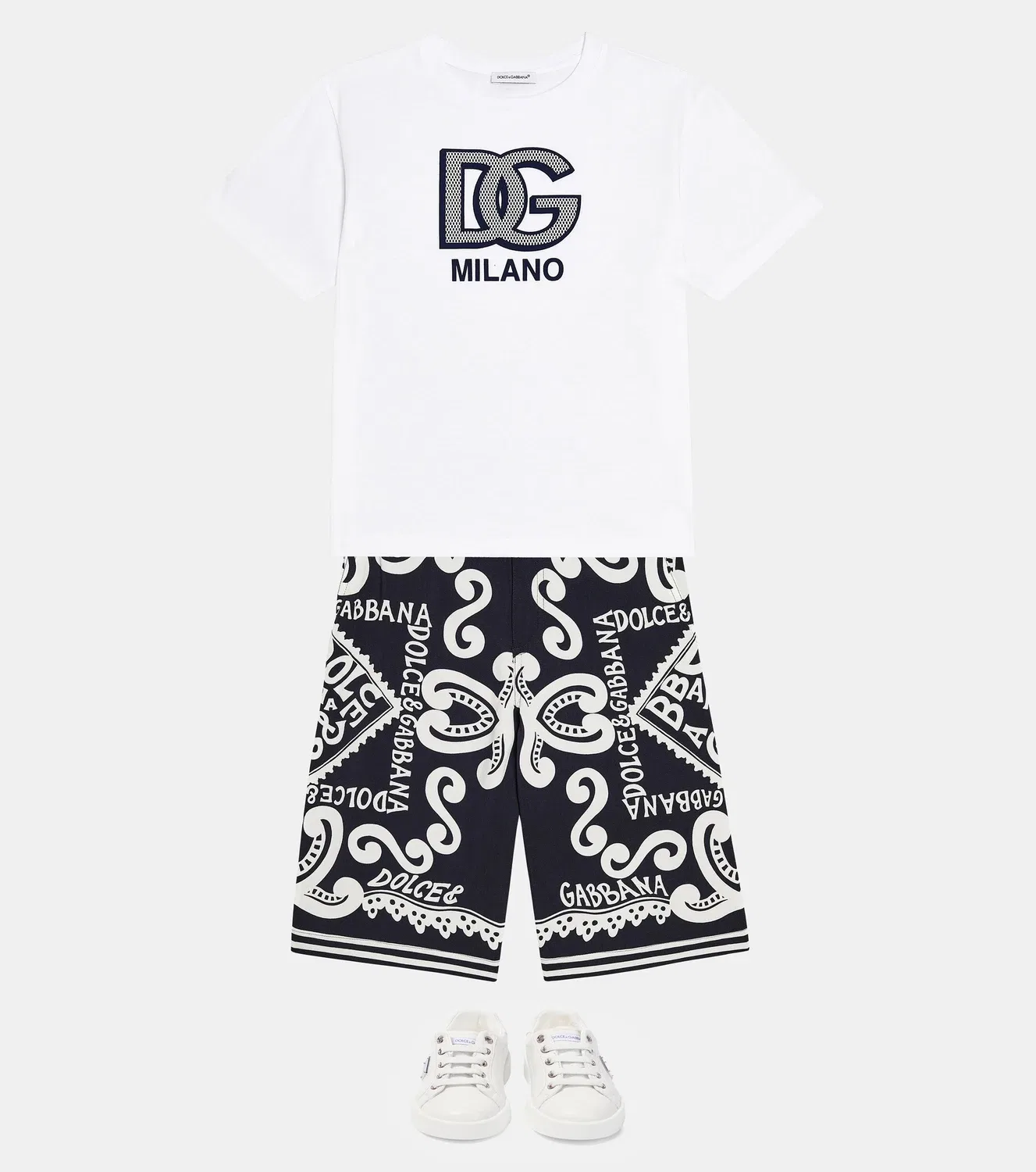 Шорты-бермуды с напечатанным логотипом Dolce&Gabbana Kids, синий — фото 2