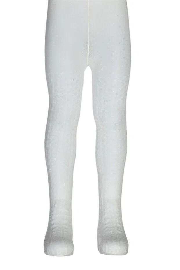 Детские колготки для девочек с узором Ayça patterned micro baby pantyhose Dore Çorap, Ekru