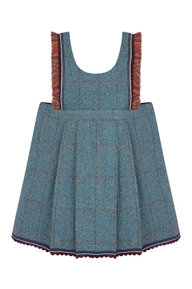 Детское платье для девочек без рукавов Bonjour tasseled wool gilet dress Miniscule By Ebrar, Blue