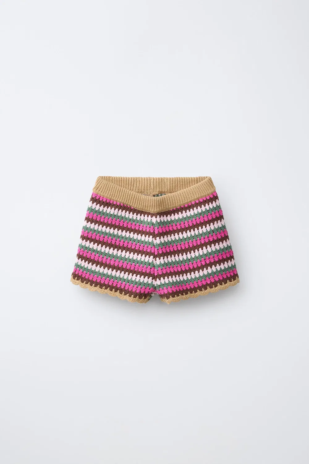 Полосатые вязаные крючком шорты-бермуды ZARA, Multicoloured
