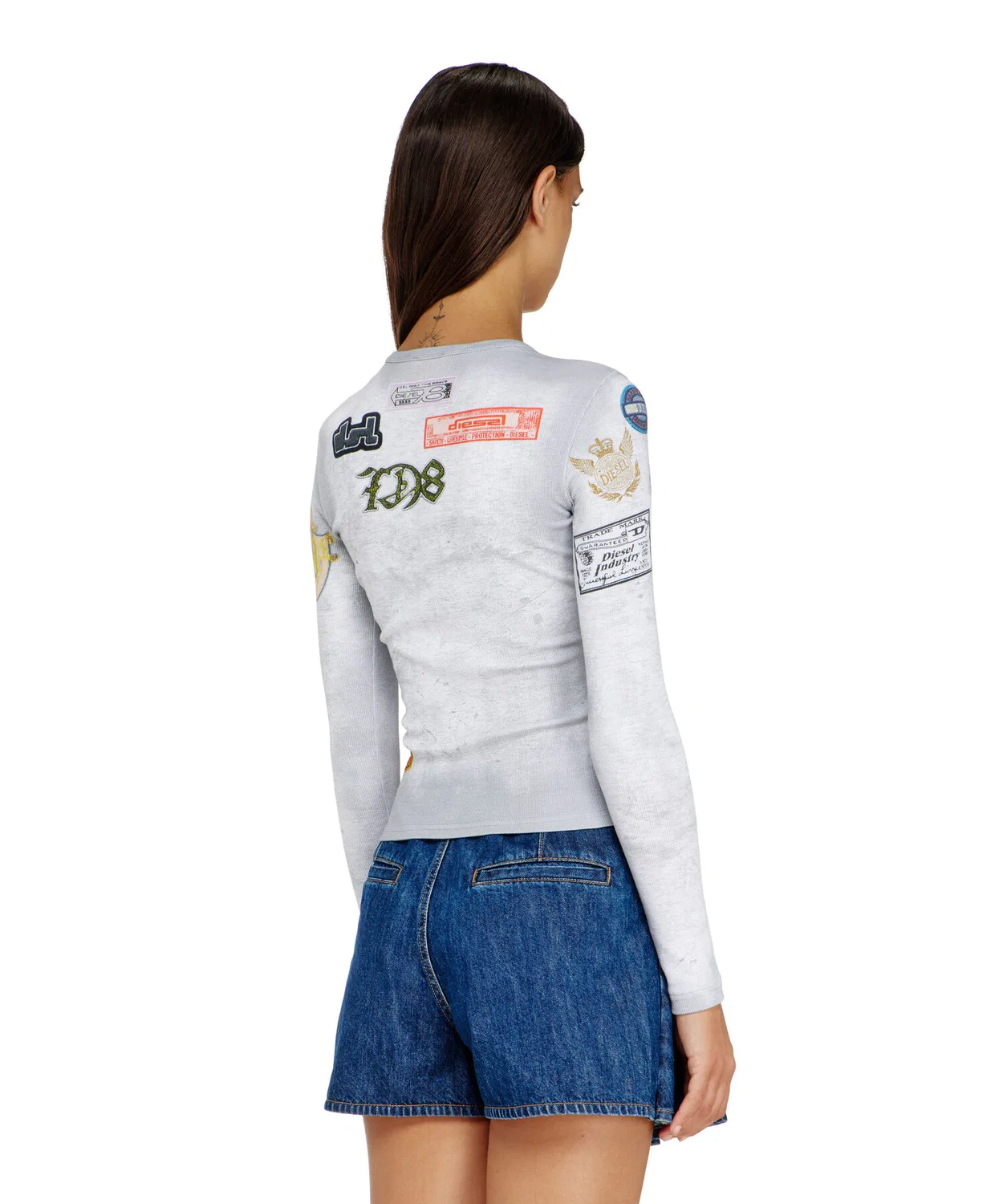 Женская футболка с длинным рукавомс аппликацией T-ELE-LONGSLEEVE DIESEL, White — фото 3