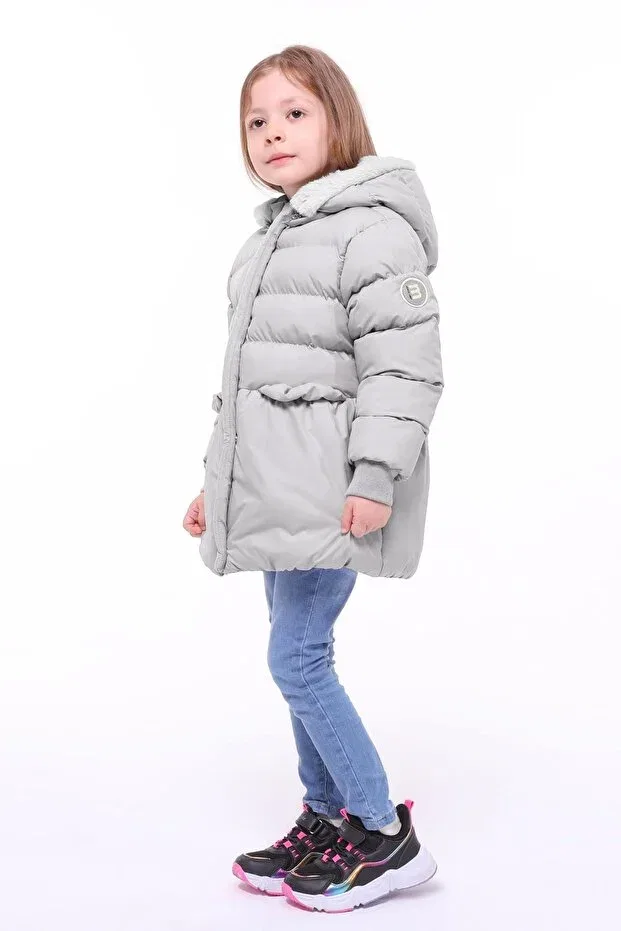 Детское пальто для девочек с капюшоном Benitto Kids, Gray — фото 4