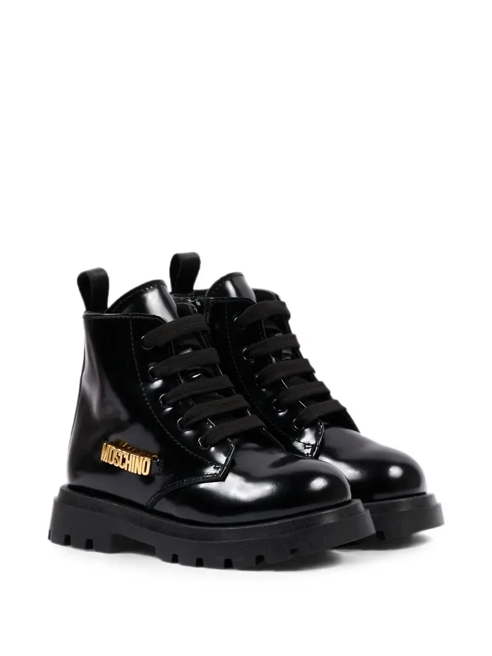 Шнурованные ботинки с логотипом Moschino Kids, черный — фото 2