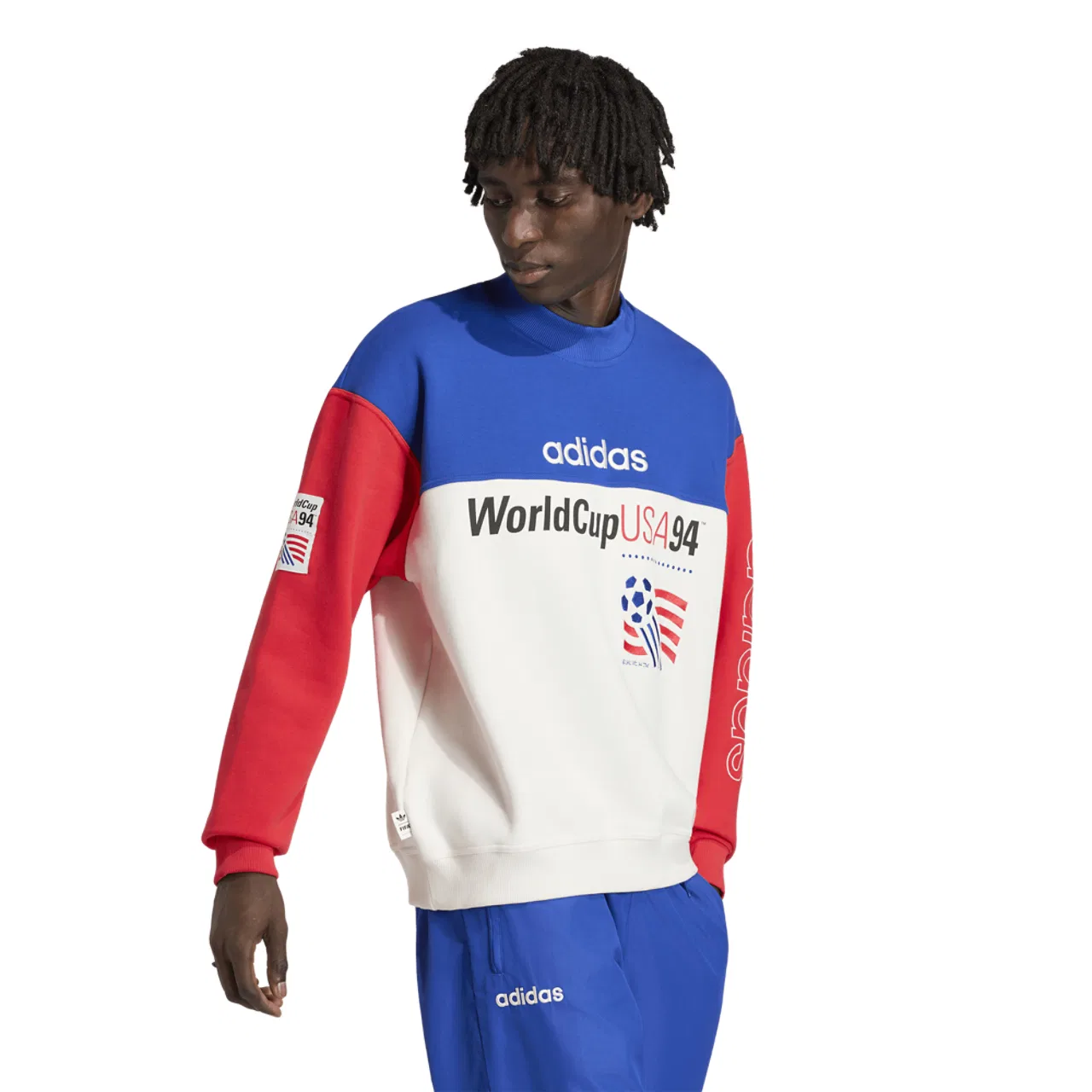 Мужской свитшот US94 GR Crew Fleece Adidas, цвет White/Blue